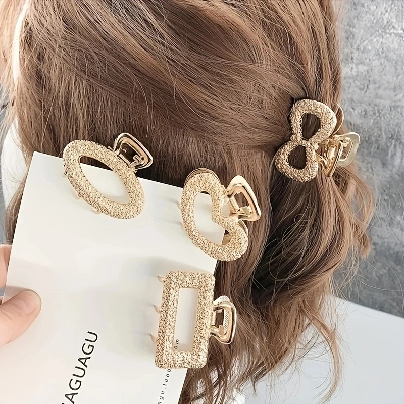 Elegant Gold Mini Alloy Hair Claw Set for Women, Vintage Hair Clips, Barrette, Hairpin, Fashion Accessories, 1 Pc, 5Pcs, New