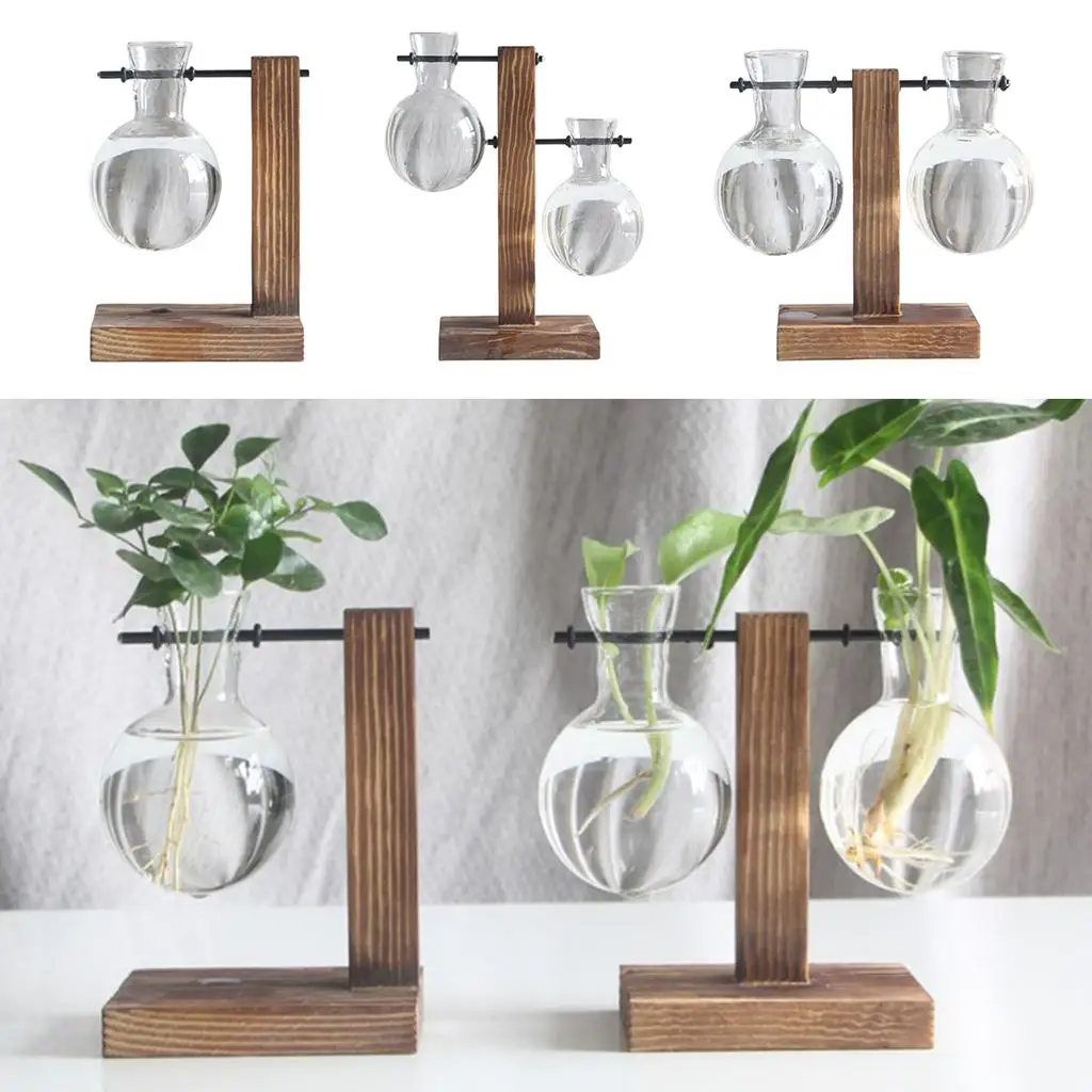 Hydroponic Test Tube Flower Bud Vase Transparent Vase Stand for Outdoor Garden Vases and Young Plant Display
