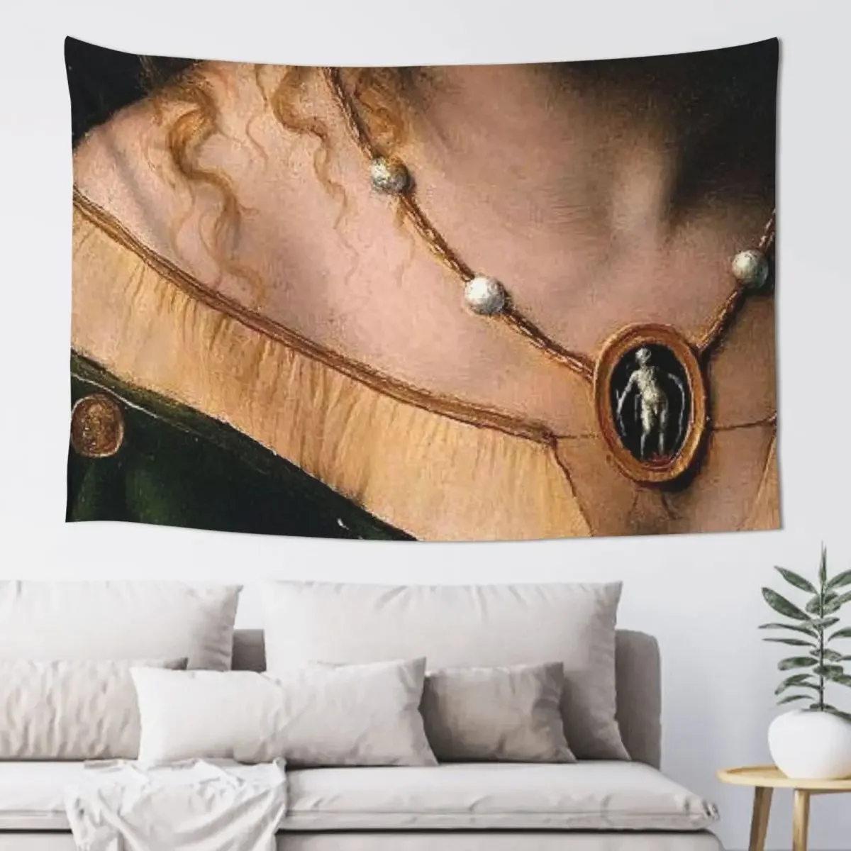 Young woman painting detail (Leonardo da Vinci) Tapestry Wall Deco Custom Tapestry