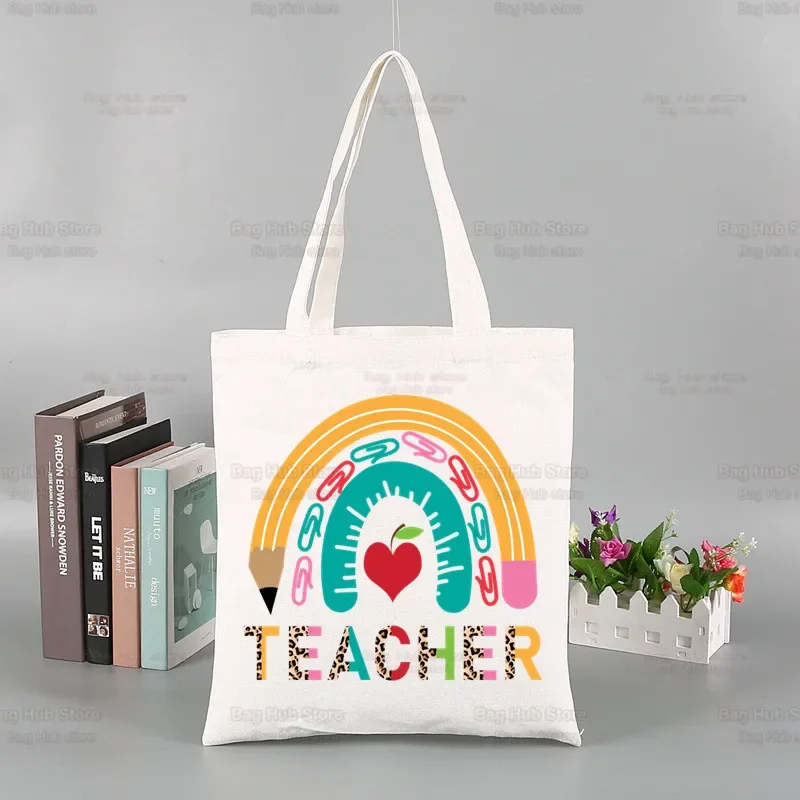 Best Teacher Ever Progress Over Perfection Handbags Fashion Handbag Canvas Bag Tote Casual Shoulder Bag Reusable Shopping Bags