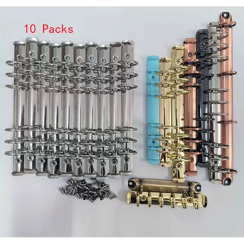 10 piezas DIY diario cuaderno mecánico, mecanismo de 6 anillos, A4 B5 A5 A6 A7 clip de carpeta oro plata bronce negro