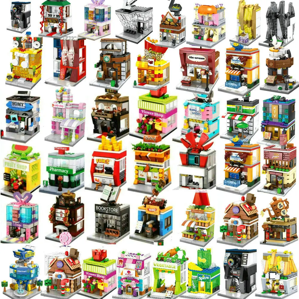 Mini House Building Blocks City Store Street View Snack Street Figures Children's Toys Boys and Girls Gifts  Birthday Gift Brick