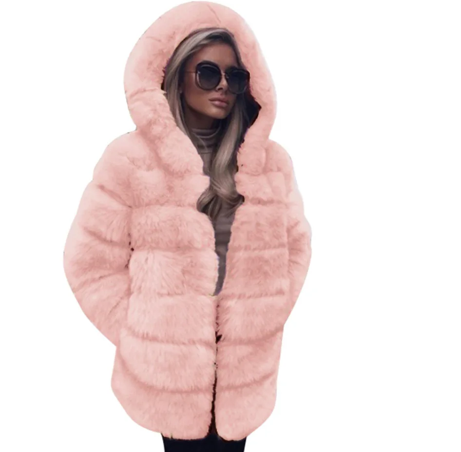 Women\'s Natural Fox Fur Coat With Hood Thick Warm Genuine Fox Fur Jackets Woman Winter Outwear Luxury Fur Coats