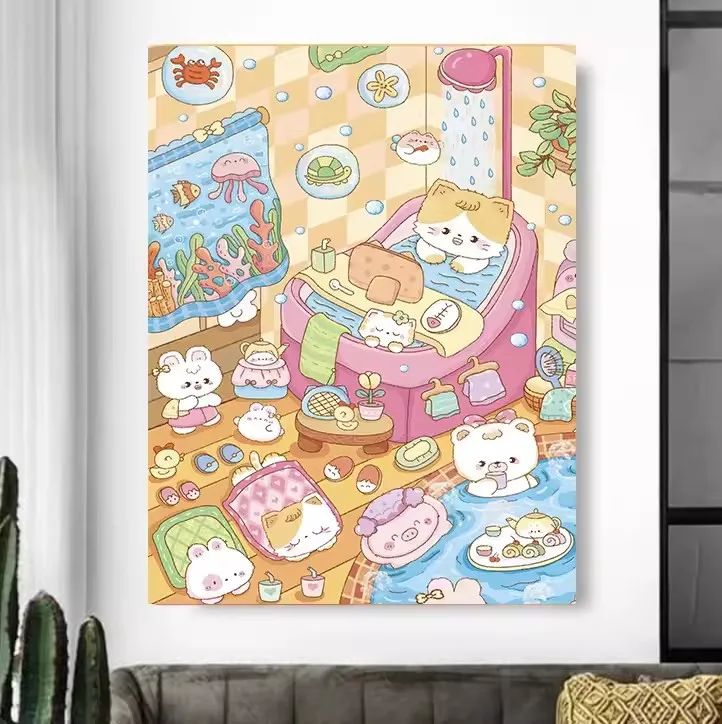 

9ct 60x85cm Bathing Cartoon Embroidery DIY Chinese Style Printed Kits Cross Stitch Needlework Set Home Decor Crafts