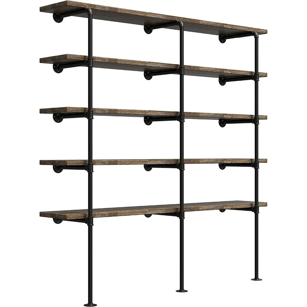 

Industrial Retro Wall Mounted Iron Pipe Rack, Hanging DIY Open Bookshelf, Home Decoration Kitchen Rack