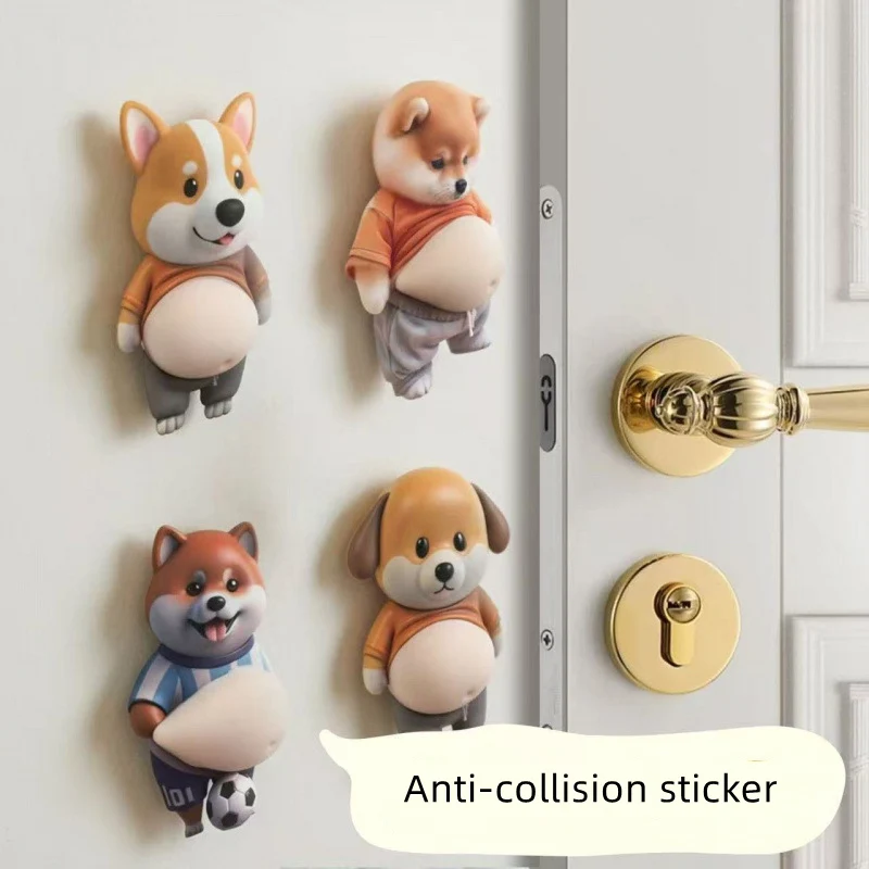 3D Cute Puppy Belly Stickers Wearing Outfit Silicone Self-Adhesive Stress Relief For Home Collision Prevention Decor And Phone