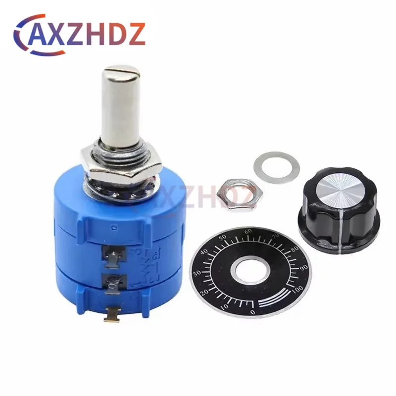 1Set 3590S Multiturn Potentiometer Adjustable Resistor 2W 3590S-2-103L 500 1K 2K 5K 10K 20K 50K 100K Ohm Knob Cap Potentiometers