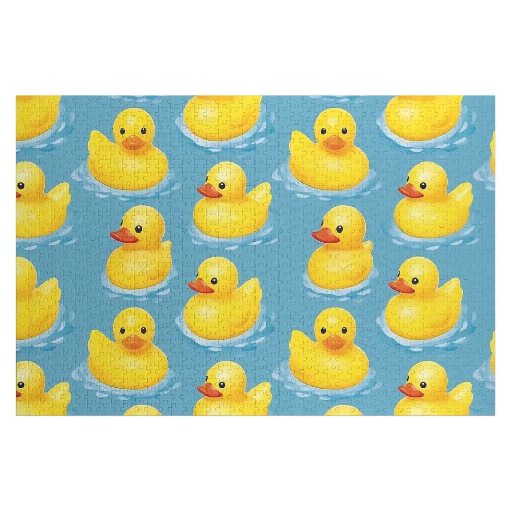 

Watercolour Rubber Duck Seamless Pattern Jigsaw Puzzle Wooden Jigsaws For Adults Wooden Animal Custom Name Wood Puzzle
