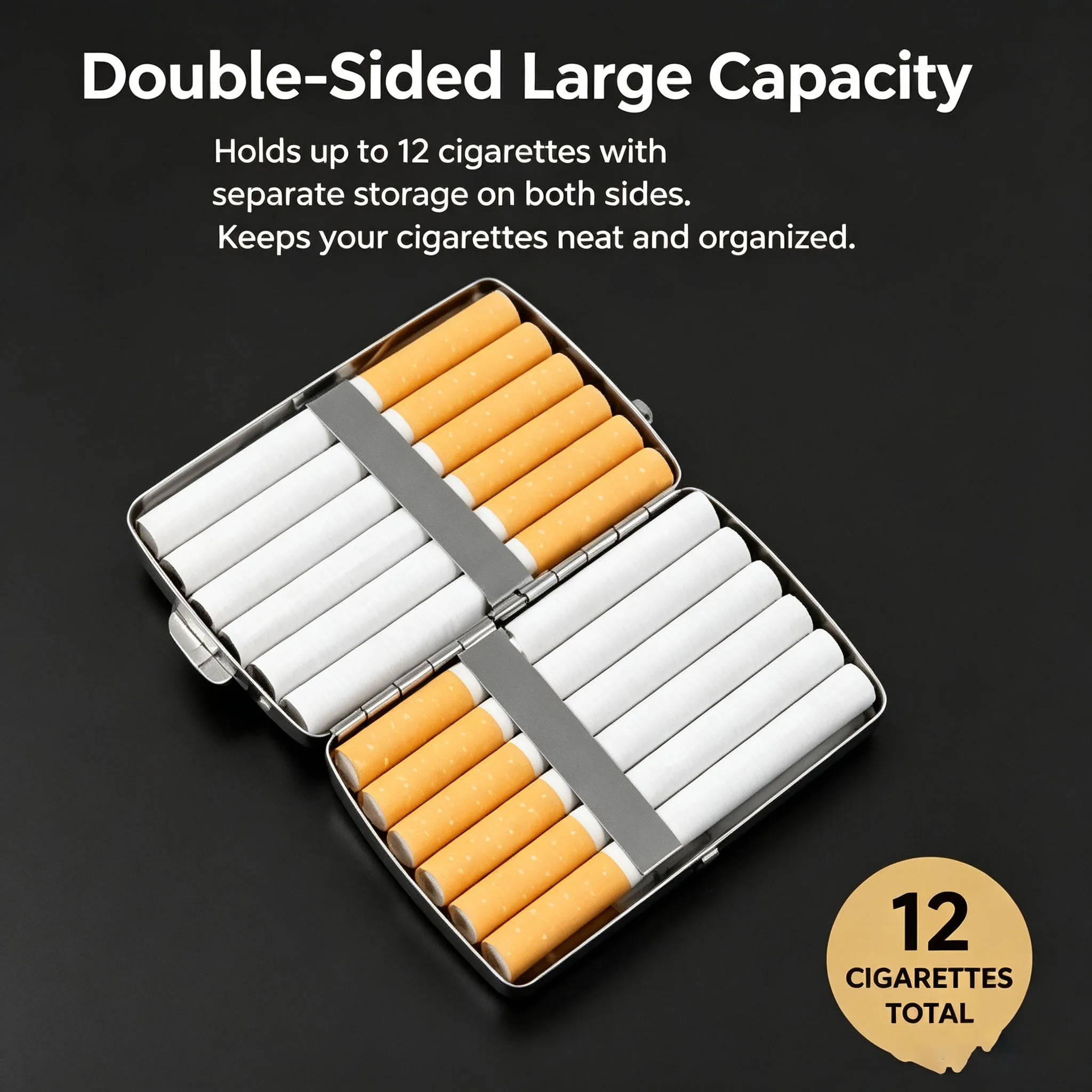 Portable Slim Metal Cigarette Case 12 Double Sided Storage Vintage Pattern Snap Lock Pocket Tobacco Holder Box Men Birthday Gift
