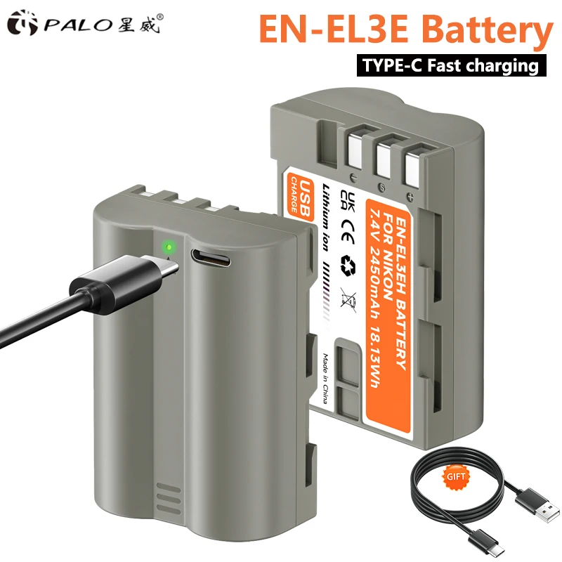 EN-EL3E ENEL3E EN EL3E Battery with Type-C Fast charging for Nikon D90 D80 D300 D300s D700 D200 D70 D50 D70s D100 D200 D300