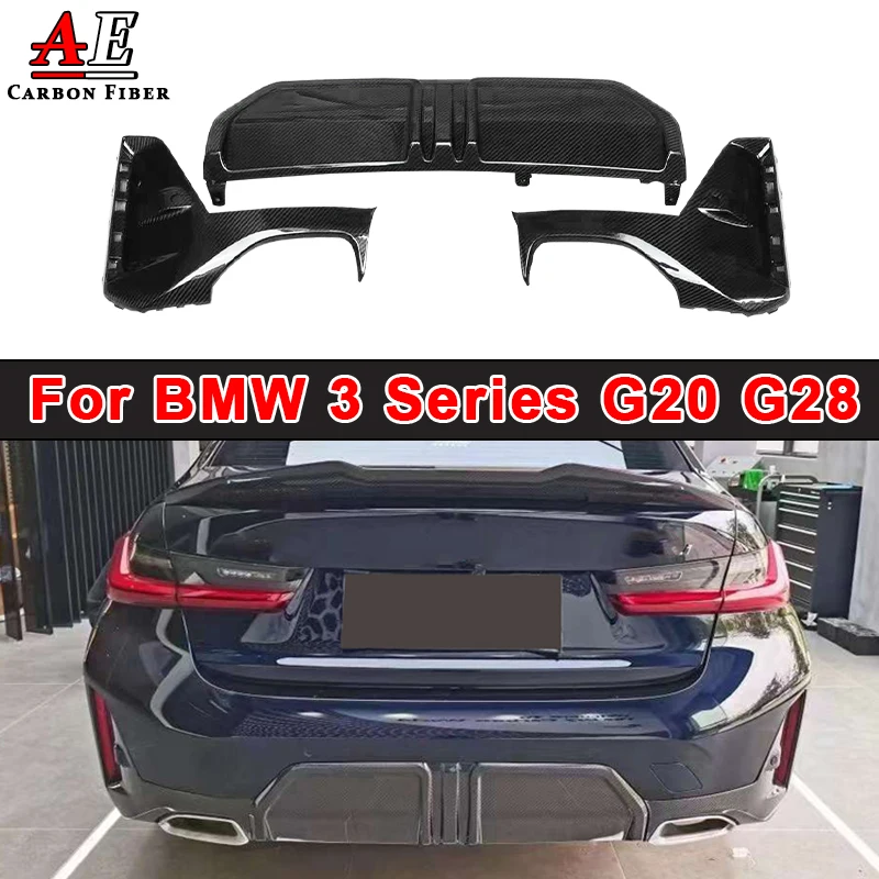

Задний диффузор из сухого углеродного волокна для BMW 3 серии G20 G28 320i 325i 330i M Sport 2023 + MP Style, комплект заднего бампера с разветвителем