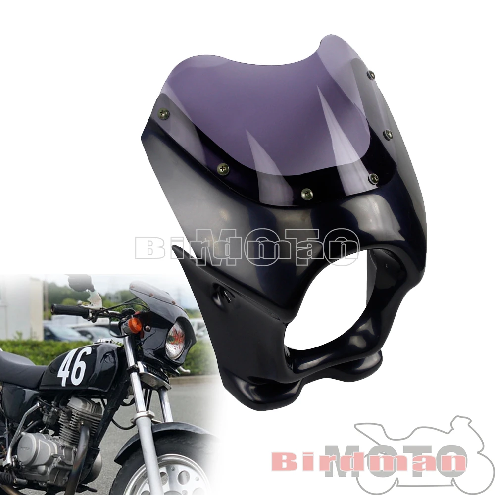 Moto cafe racer farol carenagem retro luz dianteira carenagem pára-brisa para honda cb 350 360 cb550 cb500 cb125 ftr223 ftr250