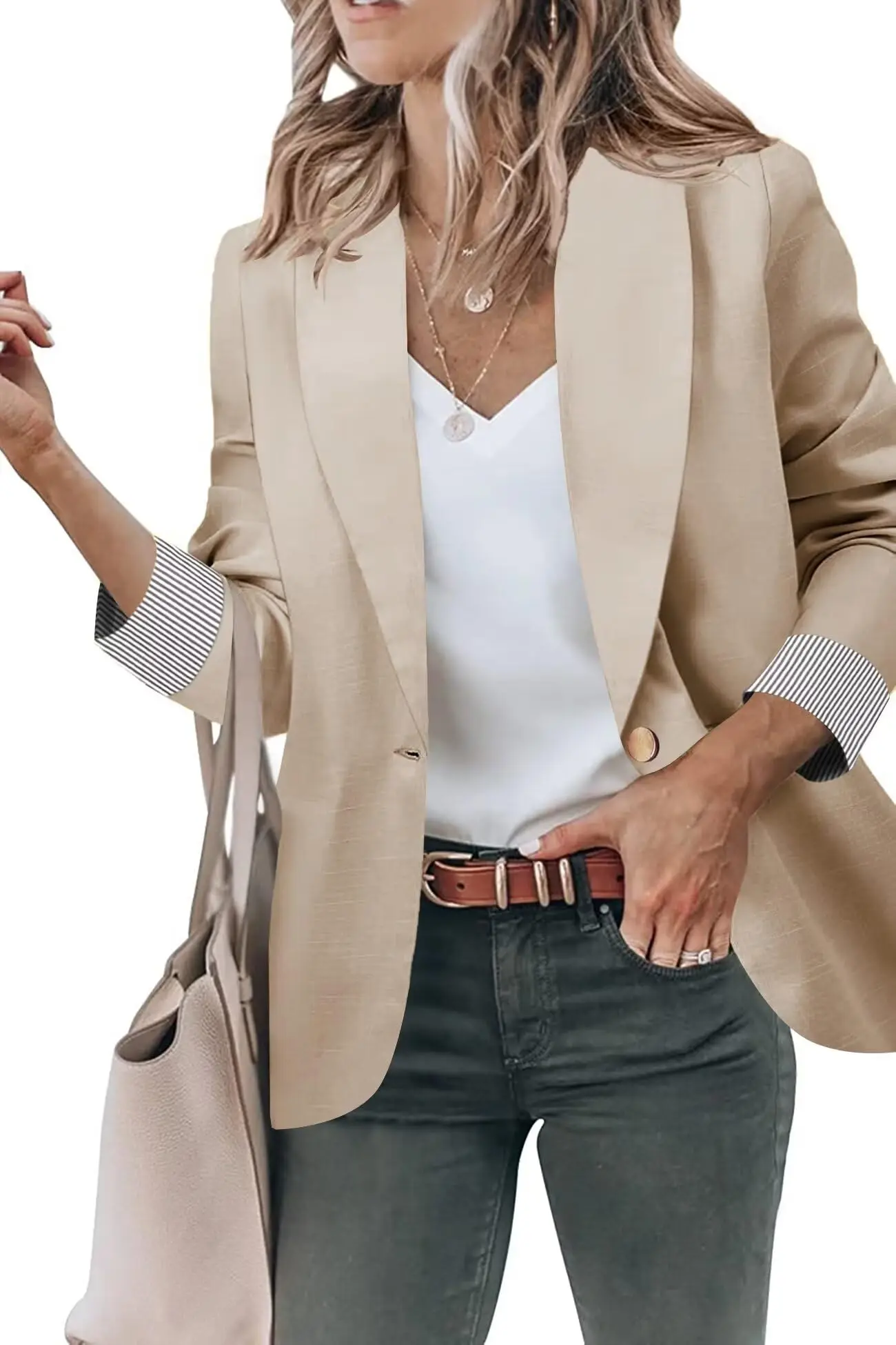 Cross Border Korean Version Of Women\'s Fashionable Slimming Temperament Long Sleeved Color Blocking SuitWL6