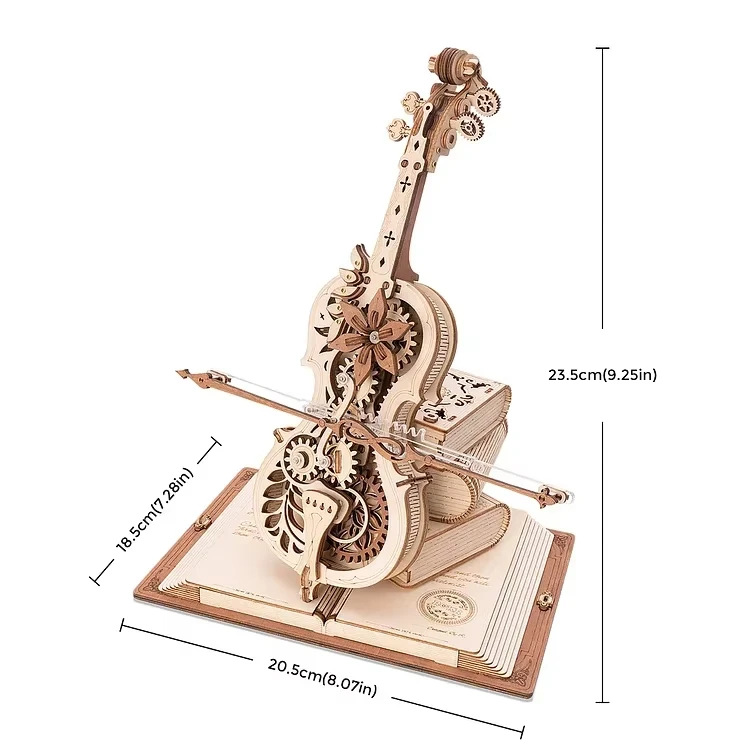 ROKR Mechanical music box secret cello creative 3D assembly model toy, room decoration gift