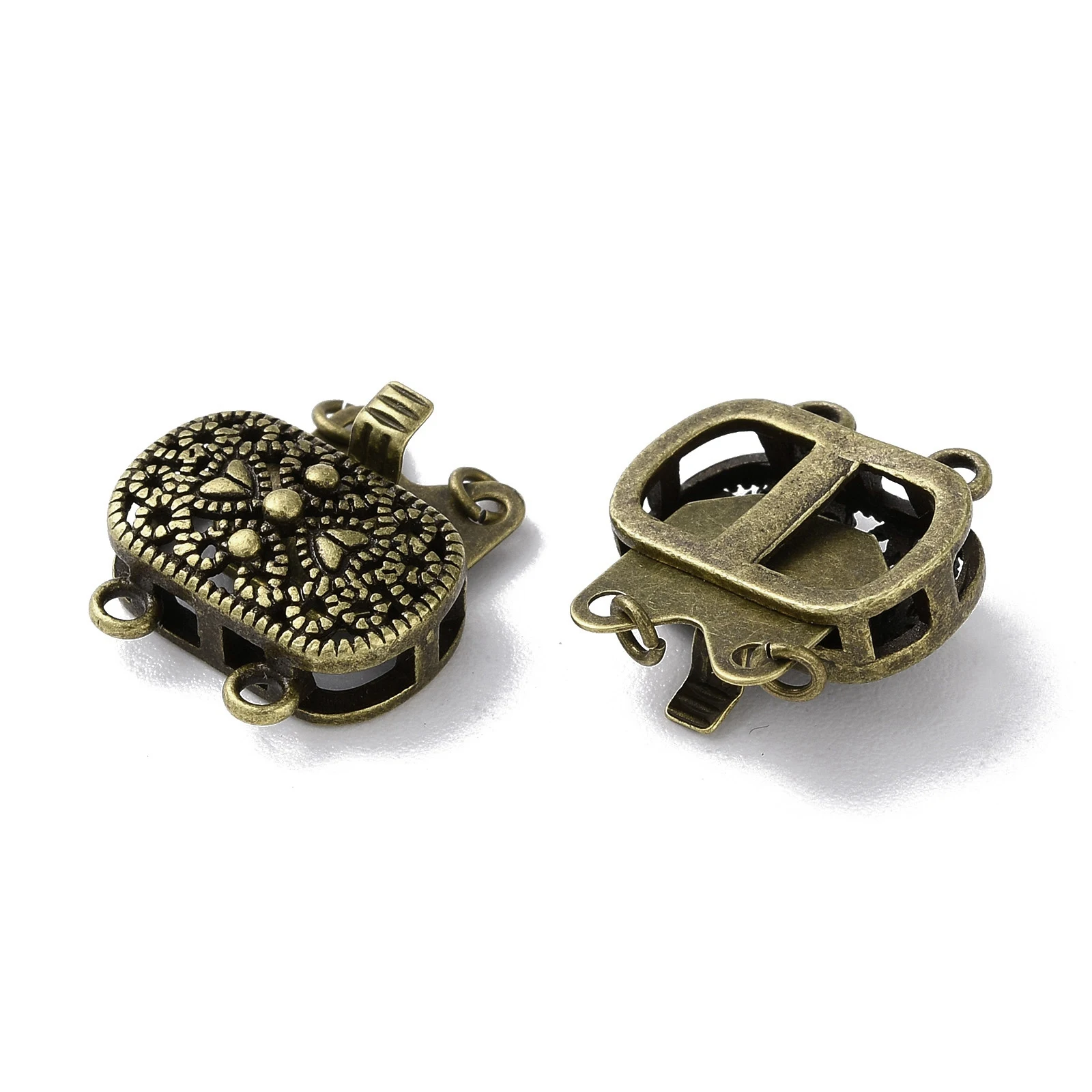 10Pcs Oval Brass Box Clasps 2-Strand 4-Hole Connectors Link Charm for Bracelet Necklace DIY Jewelry Making Accessories Supplies