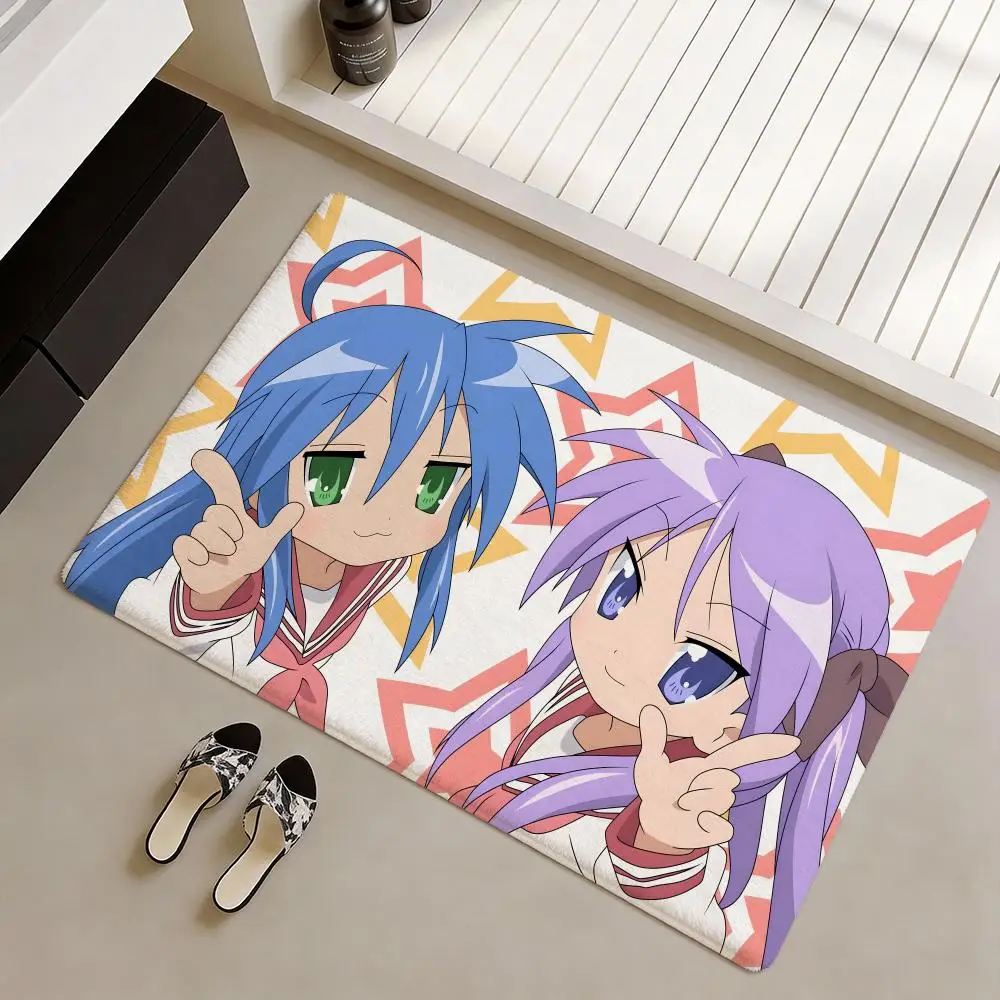

Коврик для пола в стиле аниме L-Lucky Star, мягкий фланелевый нескользящий коврик для двери - утолщенный ковер для гостиной, домашнего декора