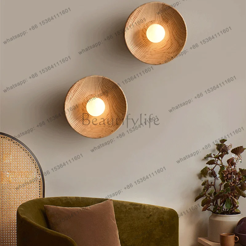 

yj32 Postmodern Retro Wooden Wall Lamp Silent Meditation Porch Wall Indoor Decor LED Study Room Teahouse Wall Lamp