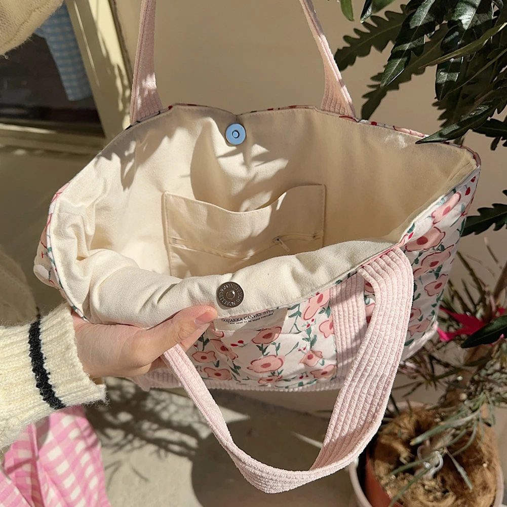 Cotton Floral Tote Bag for Women\'s Quilted Fashion Shoulder Bag Large Capacity Patchwork Commuting Bag Ladies Puffy Underarm Bag