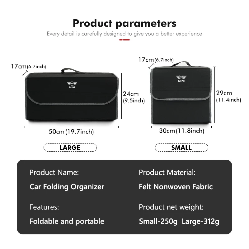 Felt Car Trunk Storage Box Organizer Travel Tidying Tool Case For MINI Cooper One JCW R56 Countryman Clubman R50 R53 R58