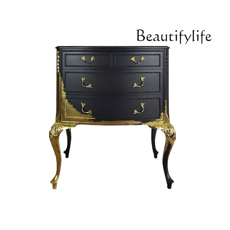 

WM French entrance cabinet integrated chest cabinet wall solid wood carving flower storage decorative cabinet
