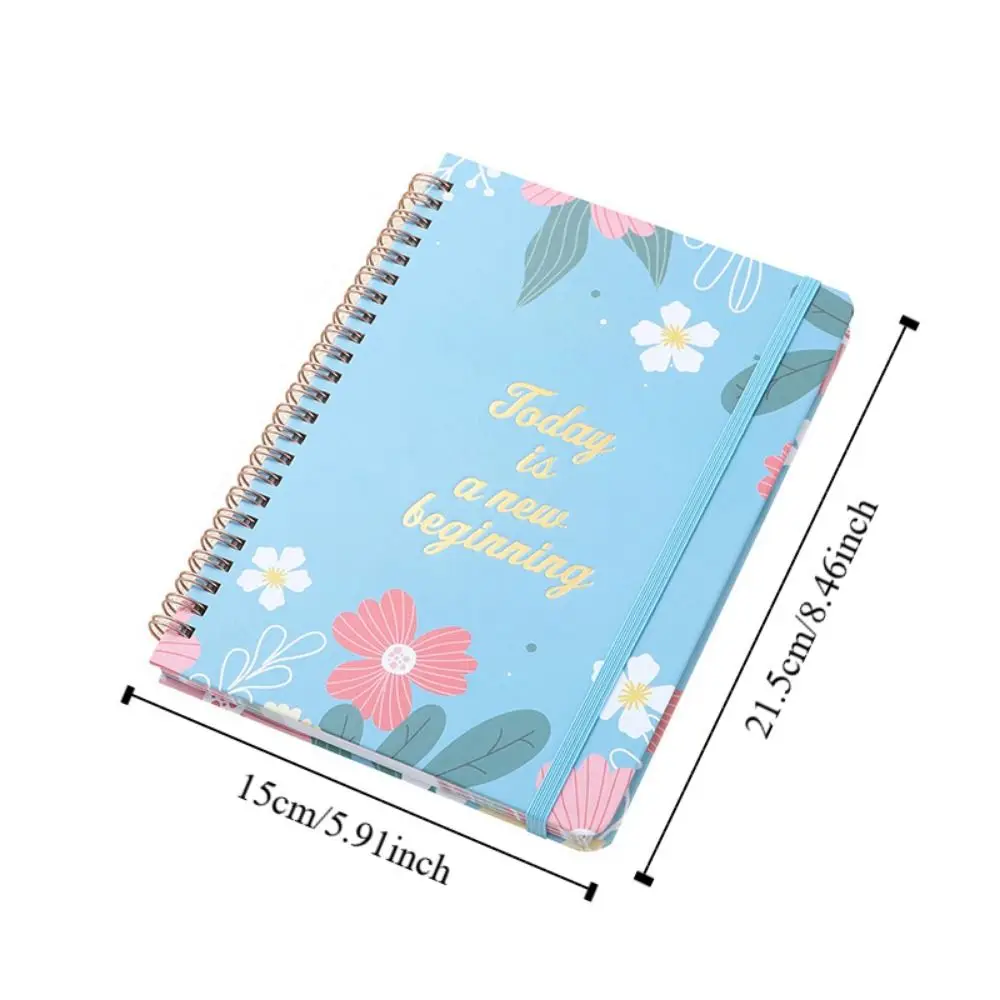 80 folhas a5 inglês bloco de notas impressão floral para fazer lista bobina caderno portátil gerenciamento de tempo agenda planejador bloco de notas estudante
