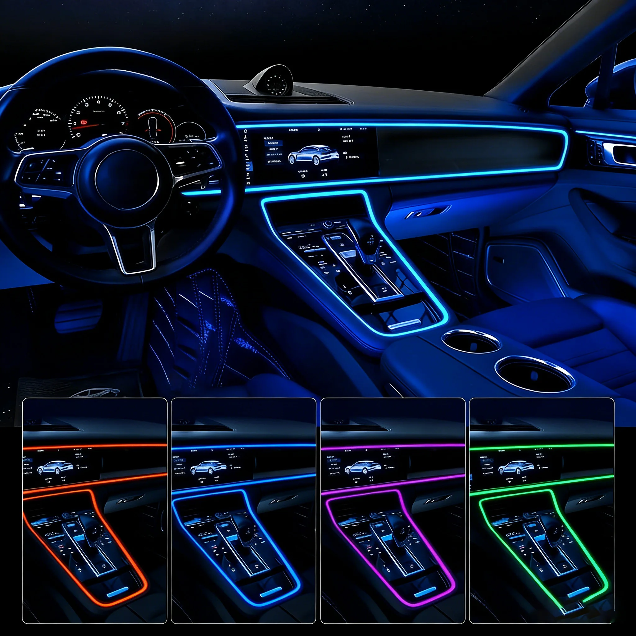For Hyundai Accent HC Soft LED Strip Ambient Lighting USB Interface Fiber Optic Car Interior Ambient LED Lighting Strip