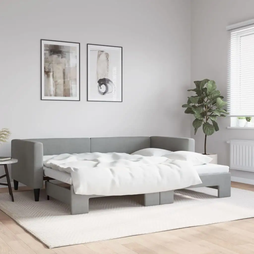 Light Gray Daybed with Trundle - Twin Size 39.4x74.8, No Mattress Included