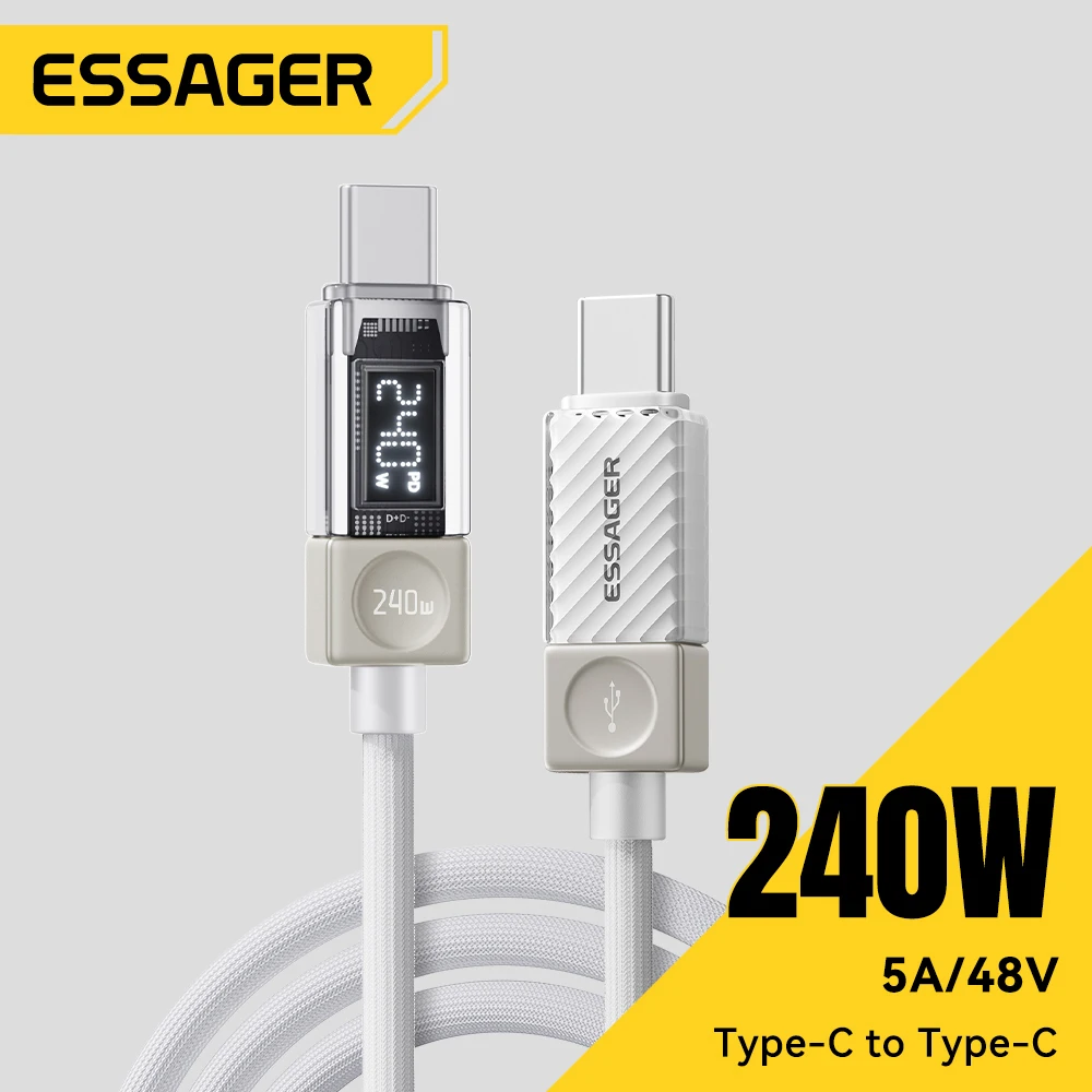 

Essager 240 Вт Тип C к Типу C к USB C Кабель 5A PD Провод для быстрой зарядки Для Macbook Xiaomi Samsung Кабель цифрового дисплея