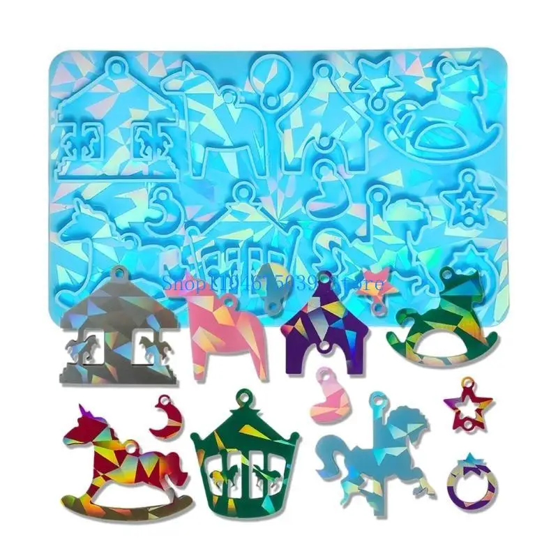 

5asd Pendant Moulds Unique Carousel Mold for Earring Keychain Sparking