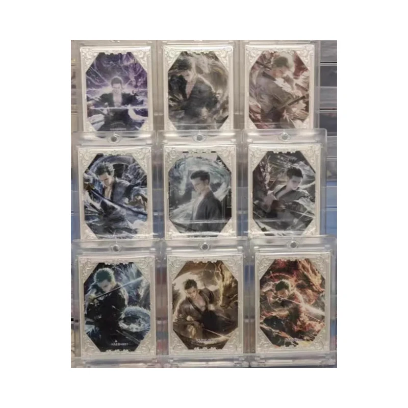 Anime ONE PIECE Metal Drill Card Nico Robin Roronoa Zoro Nefertari D Vivi Collectible Cards Christmas Birthday Gifts Toys