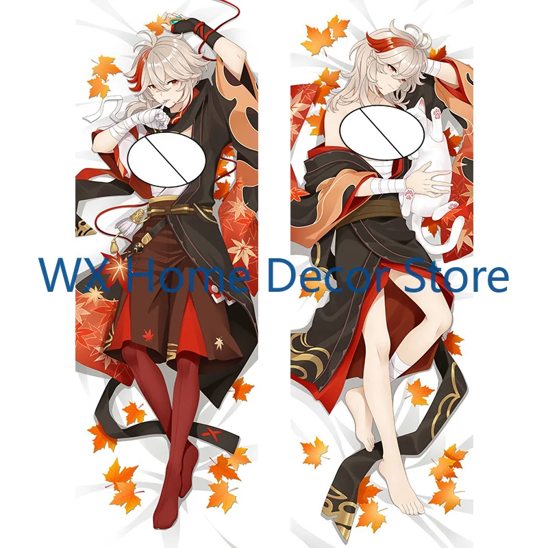 أنيمي جينشين تأثير Kaedehara Kazuha على الوجهين طباعة هينغ الجسم المخدة Otaku تأثيري غطاء وسادة #2