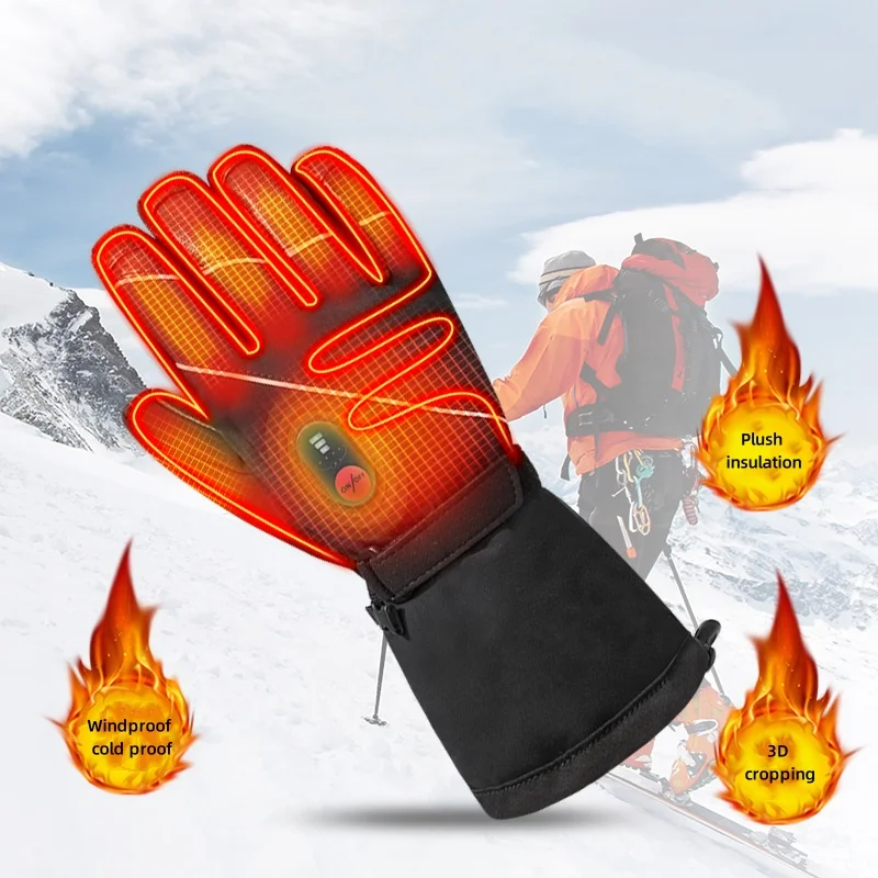 Outdoor Sport Thicker PU Palm  Ski Gloves Winter Snow Warm Snowmobile Motorcycle Windproof Waterproof Snowboard For Women Men ﻿