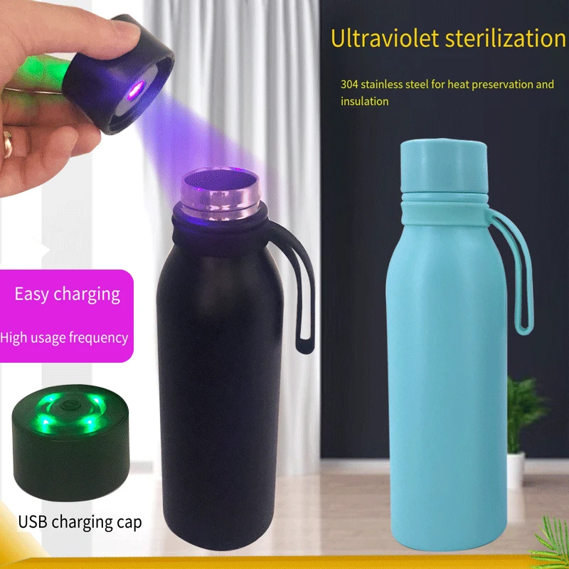 Smart UV-C Sterilizing Bottle 700ml Self Cleaning Stainless Steel Water Bottle Portable Insulated for Gym Travel Outdoor
