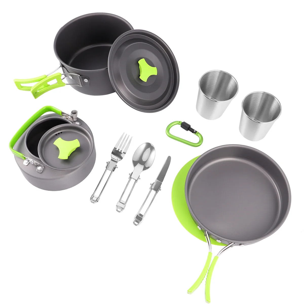 

1Set Outdoor Camping Cookware Aluminum Alloy Cooking Set Portable Lightweight Picnic Tableware Utensils for 1-2 People