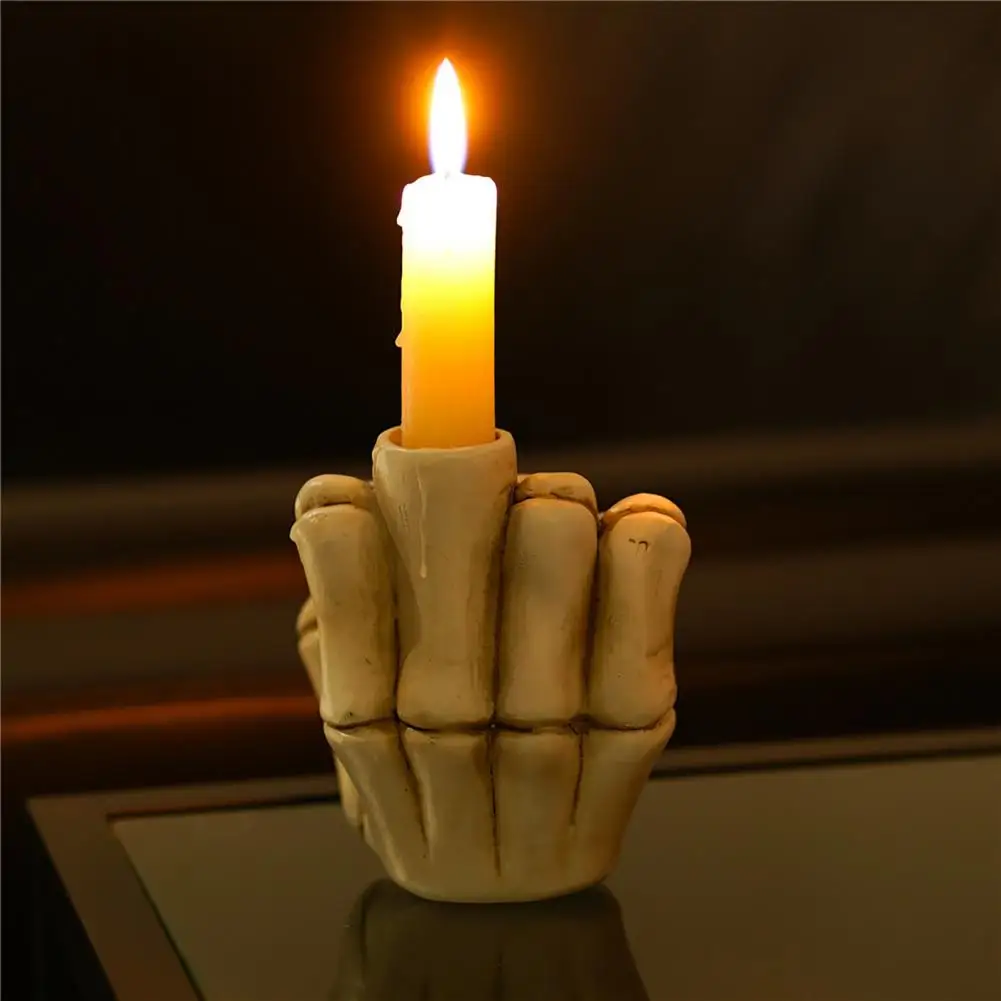 Funny Middle Finger Candlestick Punk Party Resin Novelty Gesture Hand Candle Light Holder Candle Stand Base