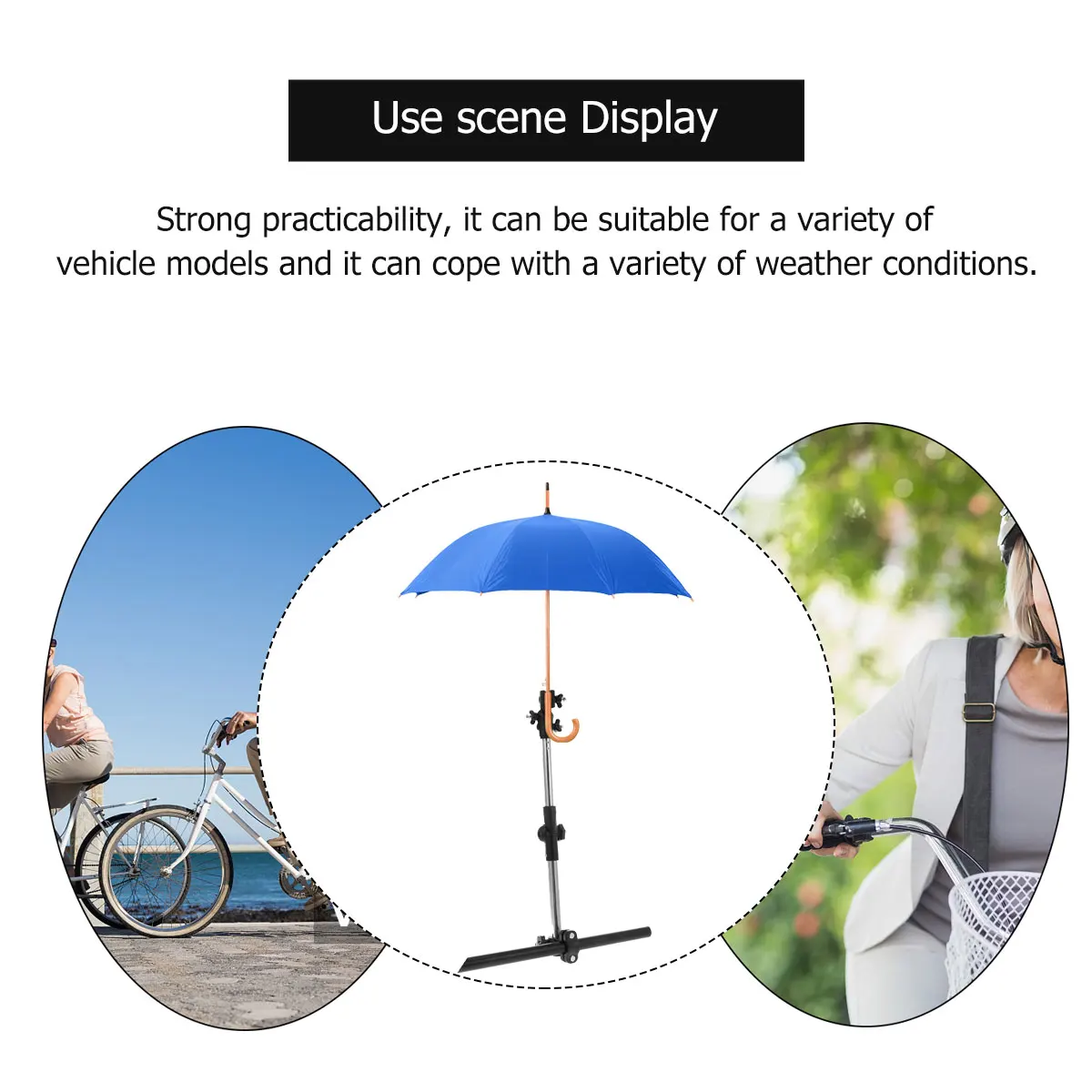 

Bicycle Umbrella Rack Mount Bracket Telescopic Black Racks Metal Holder Durable Folding Storage Simple Design Handlebar Rainy