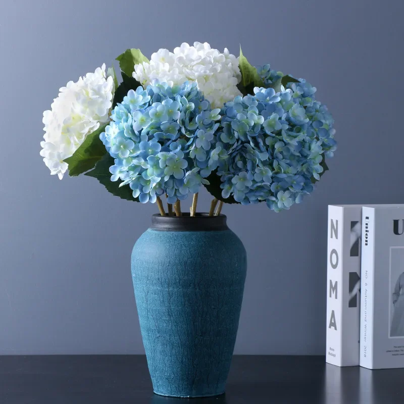 47cm Artificial Hydrangea Flower Wedding Decor Hydrangea Single Two-leaf Hydrangea Flower Home Decoration Flower