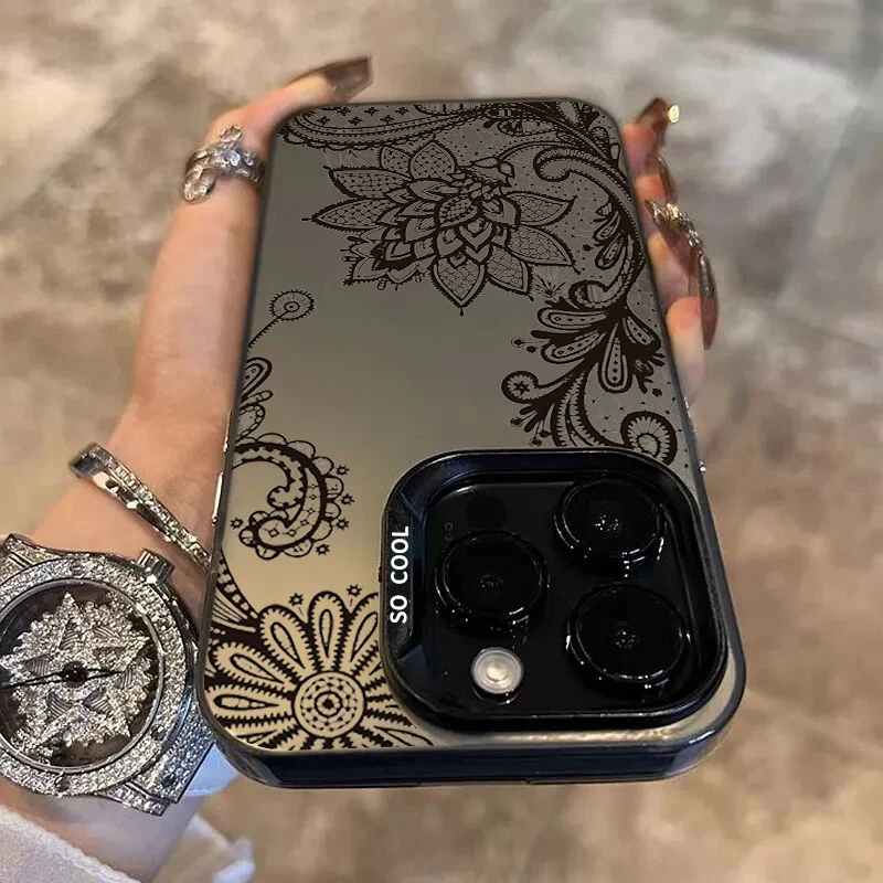 Luxury Lace Florals Pattern Case For Samsung Galaxy S24 S23 S22 S21 Ultra Plus S20 FE A13 A23 A15 A35 A55 A23 A52 A73 Hard Cover