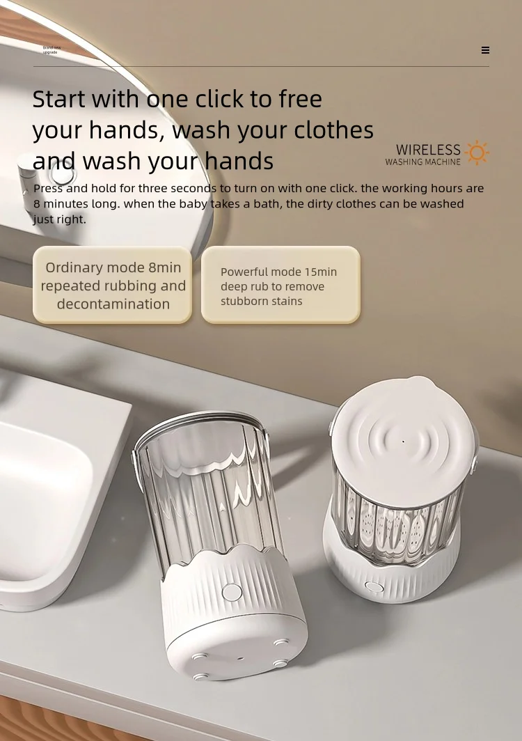 Ricarica USB Piccola mini lavatrice portatile wireless automatica per biancheria intima e calzetteria