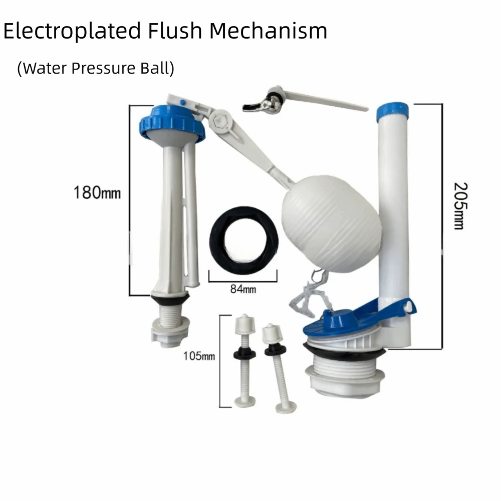 1 Set Push Button Toilet Water Tank Inlet Valve Easy Install Pull Handle Toilet Repair Kit Accessories Blue&white