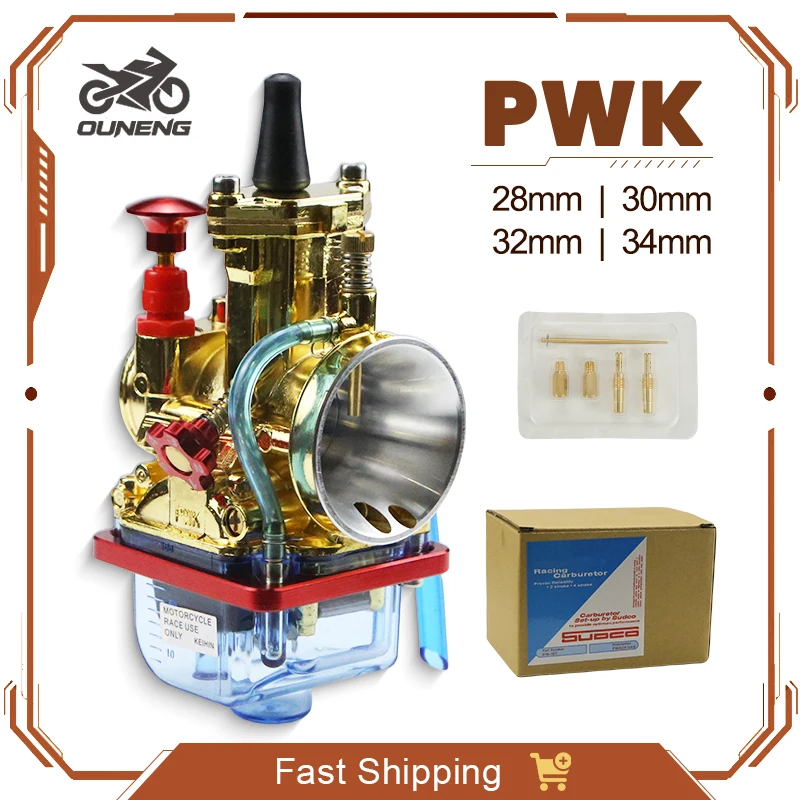 

Motorcycle Carburetor 28mm 30mm 32mm 34mm for 2-stroke 4-stroke PWK Keihin Dirt Bike ATV Racing 125-250cc Motors Golden Color