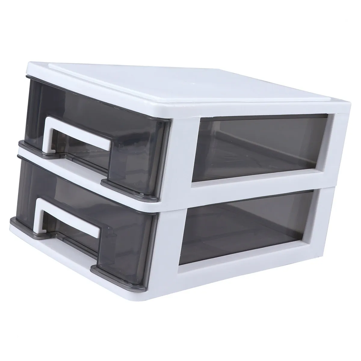 2-Layer Transparent Plastic Storage Box – Compact Desktop Organizer for Jewelry, Cosmetics, Glasses & Small Items