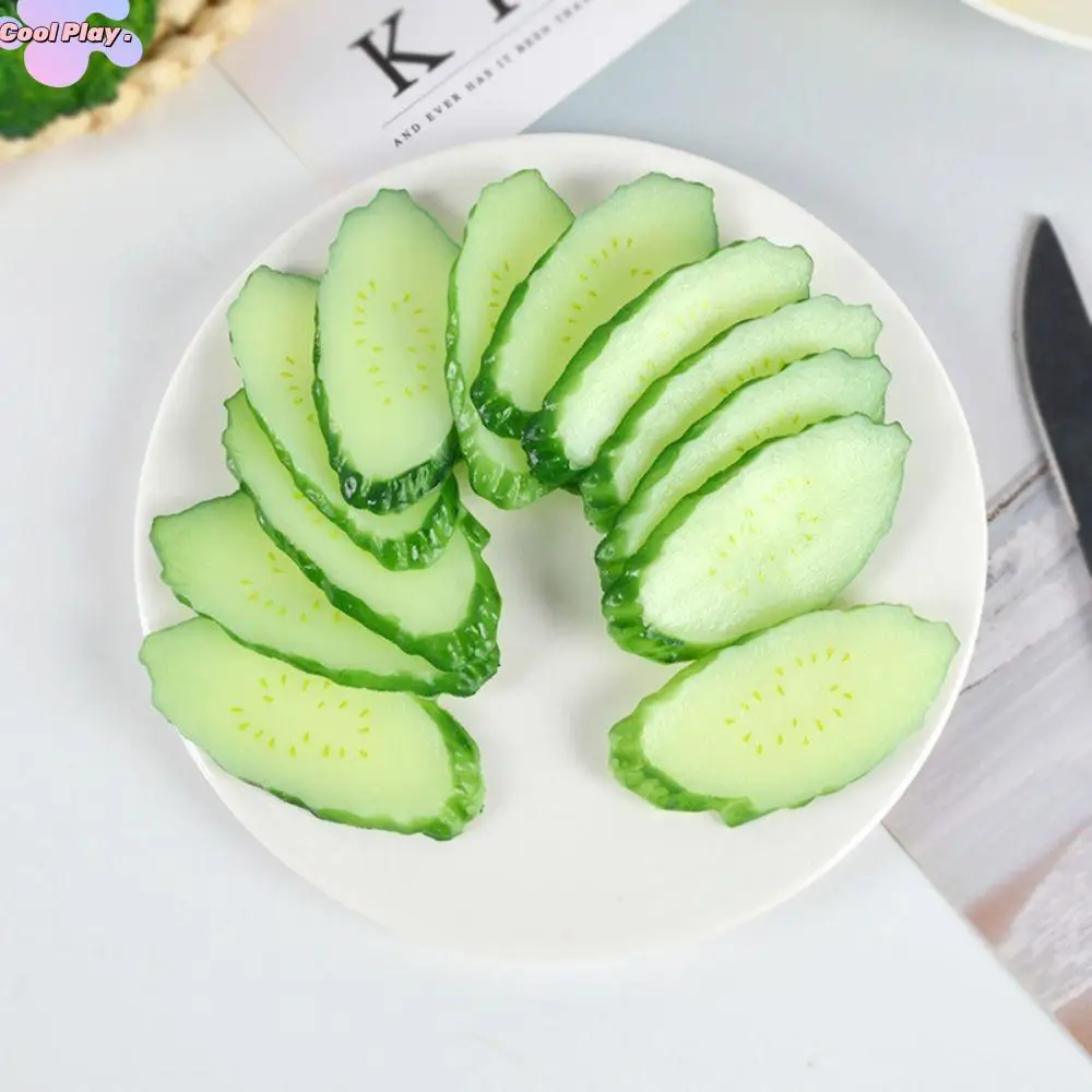 PVC Simulation Cucumber Slices Educational Lifelike Mini Fake Vegetable Props Fruit Simulation Cucumber Ornament Gifts