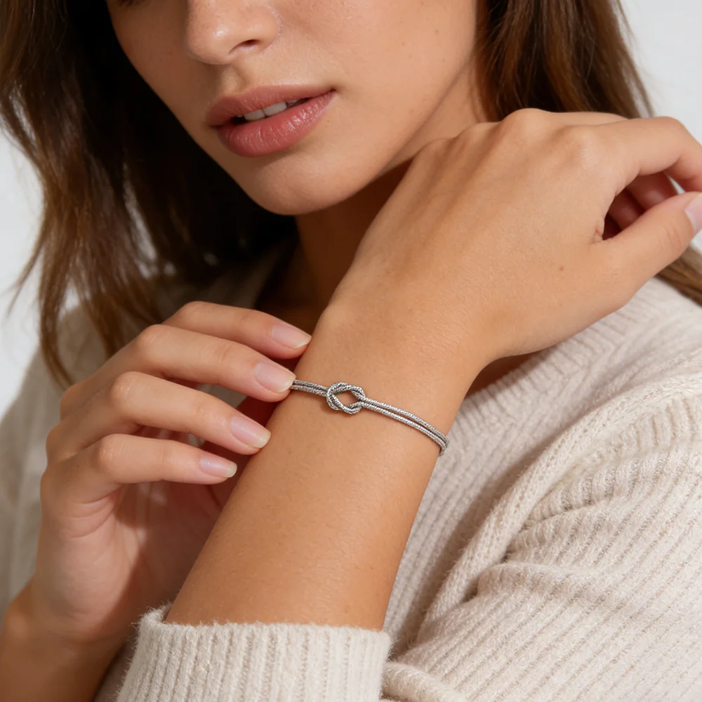 Skyrim Edelstahl Goldfarben Schwarz Paar-Armband Doppelte Schlangenkette Liebesknoten Armbänder für Frauen Männer Minimalistischer Schmuck Geschenk – Detail 4