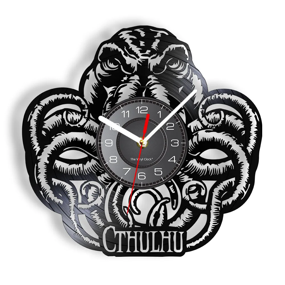 Octopus Squid Cthulhu Art Wall Clock Eldritch Cthulhu Idols Vinyl Record Wall Clock Cthulhu Deity Mythos Home Decor Modern Clock