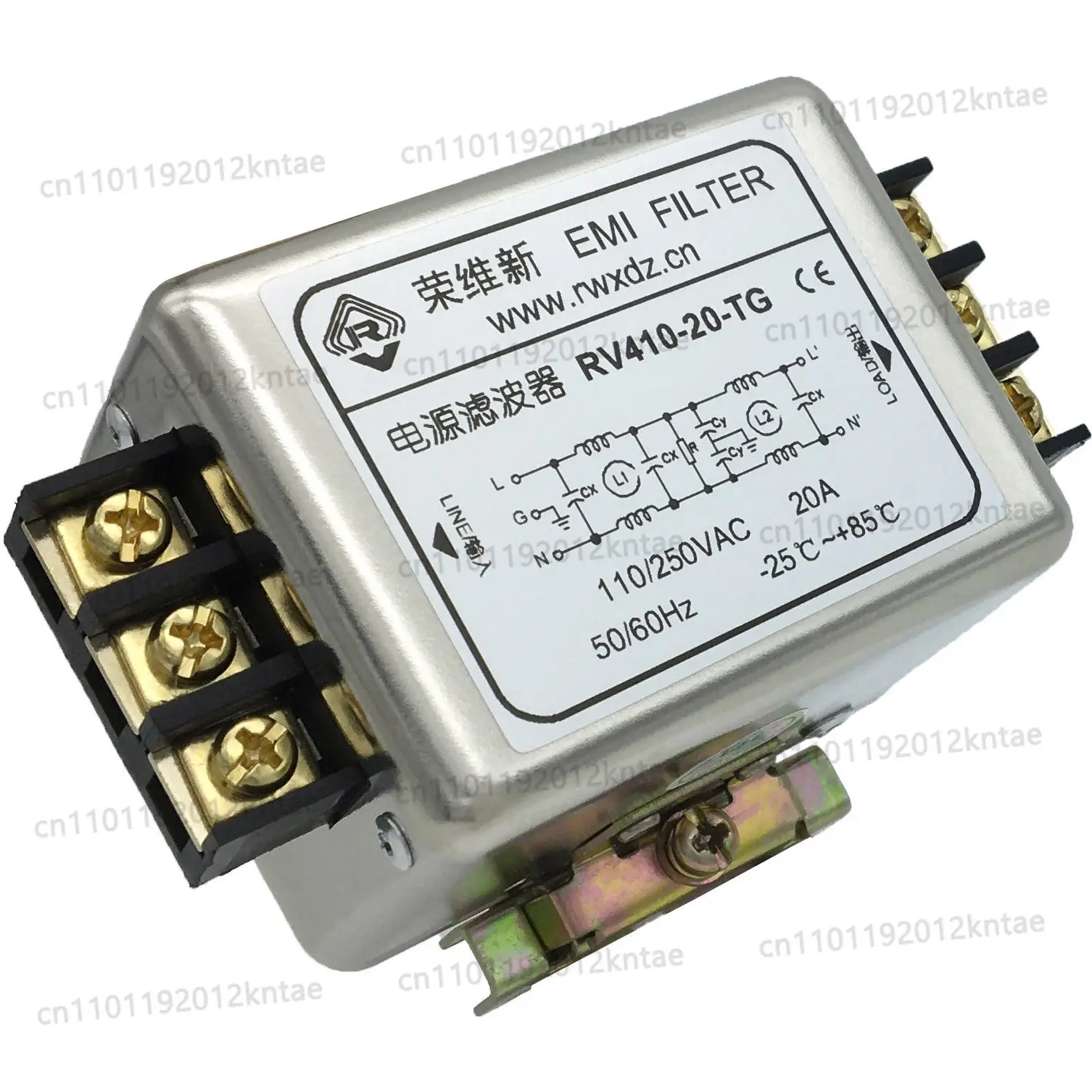 Filtro de línea de alimentación monofásico antiinterferencias Rv410 ac, bloque de terminales de 110 V, montaje en carril DIN, 220 V