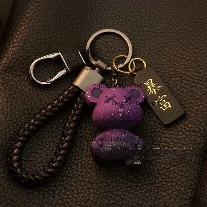 High-end anti-wear durable bear men's and women's key chains couple cartoon cute starry sky car keychain pendant key