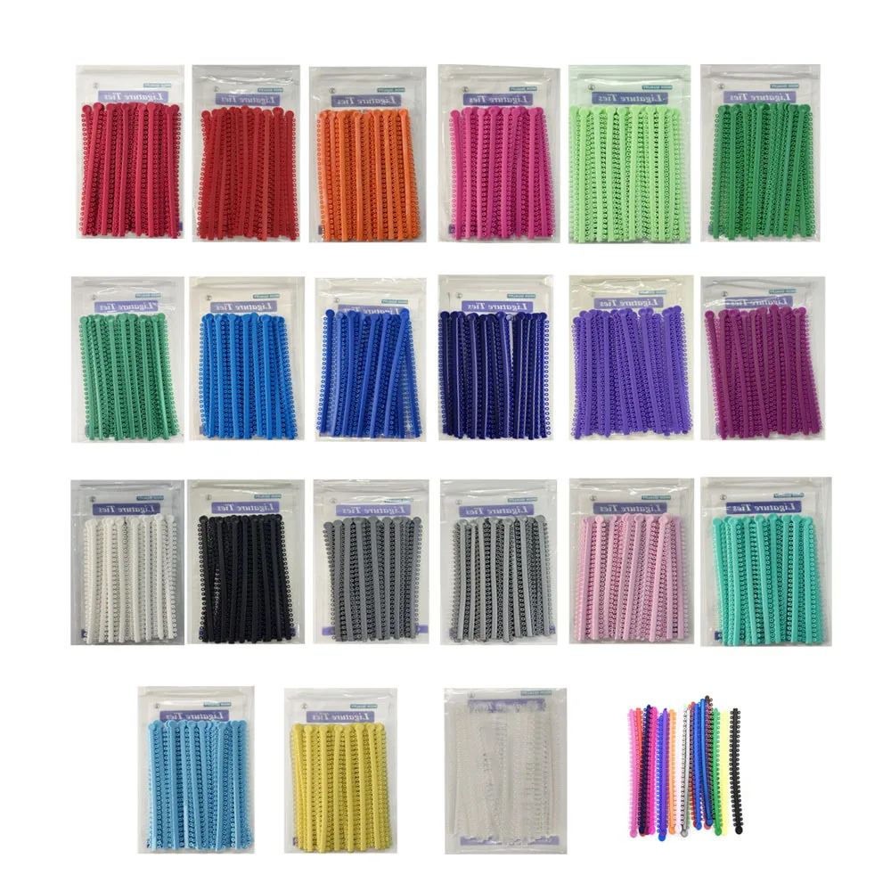 

1000 Pcs Dental Orthodontic Elastic Ligature Ties Colorful Bands 20 Sticks per Pack for Brackets Braces Orthodontic Treatment