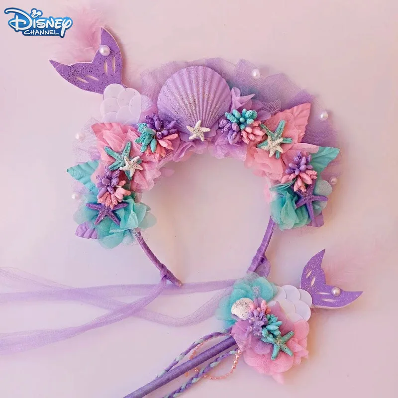 Disney Lila Meerjungfrau Kopfschmuck Haar Hoop Pailletten Fee Prinzessin Engel Zauberstab Sticks Kinder Dress Up Kopfschmuck Zubehör