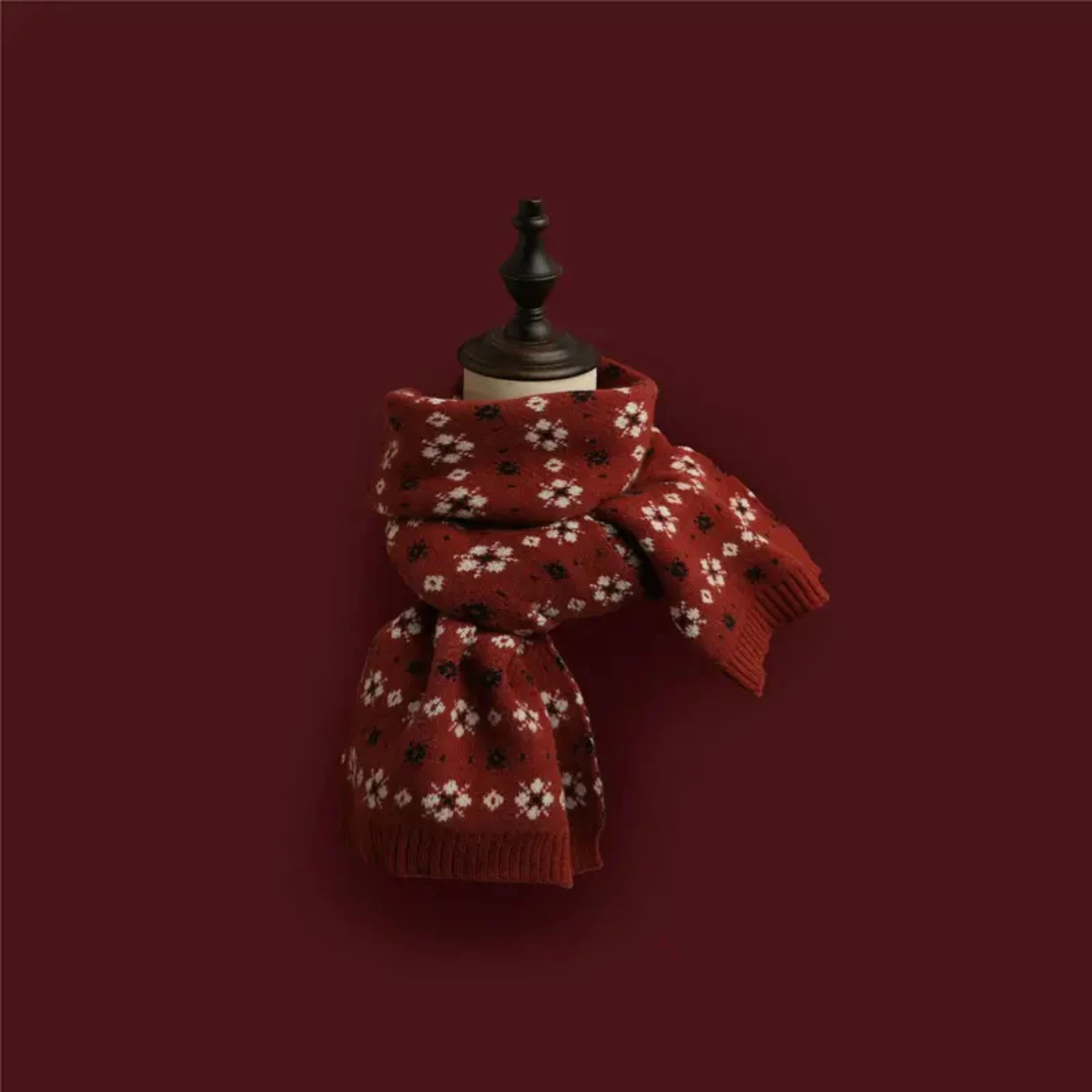 Handmade Christmas Knit Raw Line Cute Scarf featuring Deer and Elk Design for a festive and cozy look